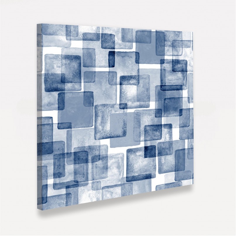 Quadro Abstrato em Azul Squares Pintura Contemporânea