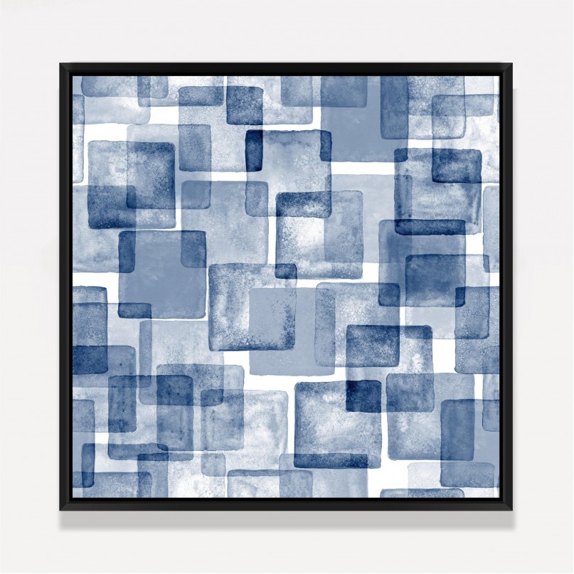 Quadro Abstrato em Azul Squares Pintura Contemporânea