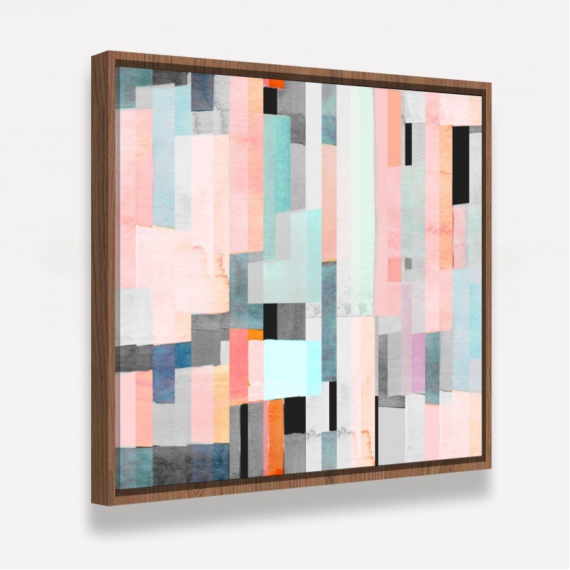 Quadro Abstrato Geométrico Listas Multicoloridas Modernas