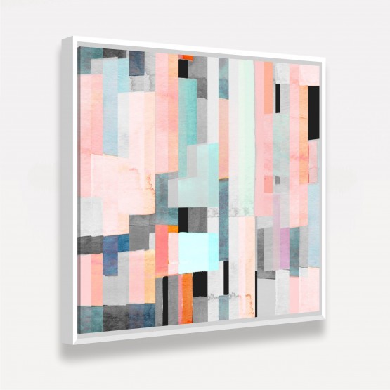 Quadro Abstrato Geométrico Listas Multicoloridas Modernas