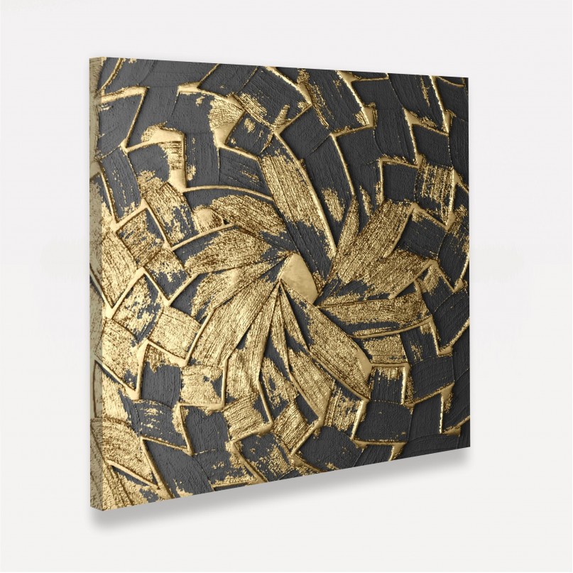 Quadro Abstrato Moderno Folha de Ouro Luxo