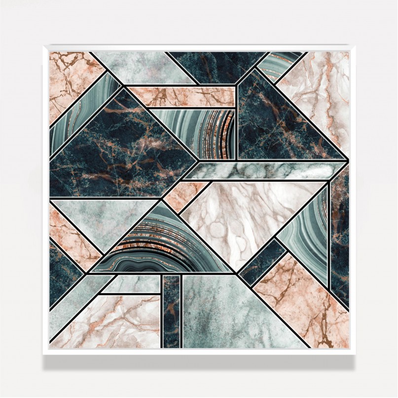Quadro Abstrato Mármorizado Mosaico Square decorativo