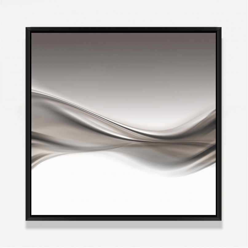 Quadro Abstrato Efeito Prata e Cinza em Curvas Suaves