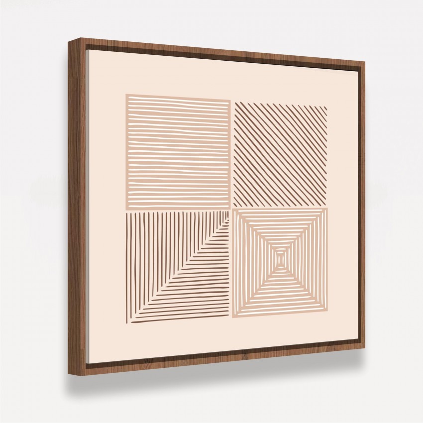 Quadro Abstrato Minimalista em Bege Simple Lines