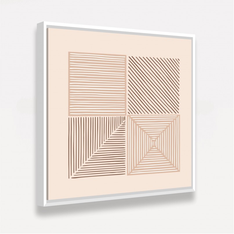 Quadro Abstrato Minimalista em Bege Simple Lines