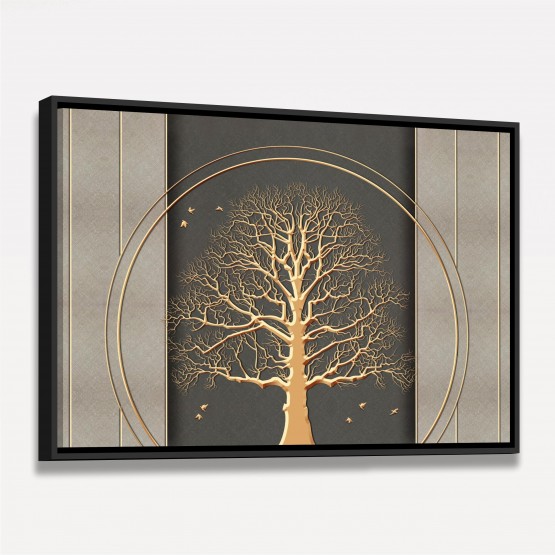 Quadro Árvore Dourada Sobre Círculo em Arte Moderna
