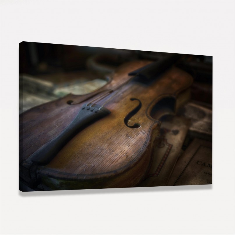 Quadro Violino Antigo Envelhecido