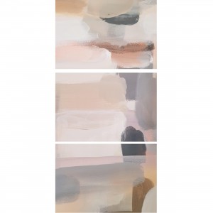 Quadro Abstrato Pinceladas Modernas Cores Suaves - 3 Peças