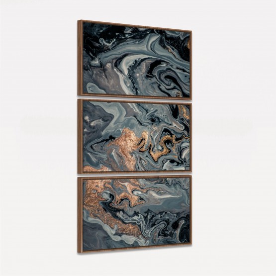 Quadro Abstrato Luxo Oriental Vertical - 3 Peças