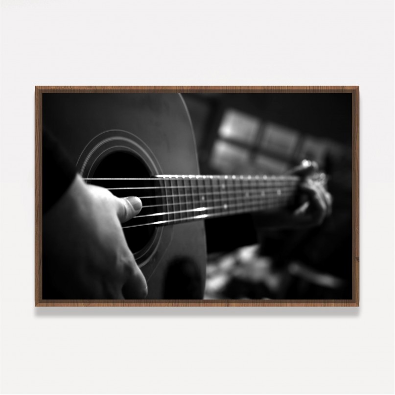 Quadro Violão Preto e Branco - Play Guitar