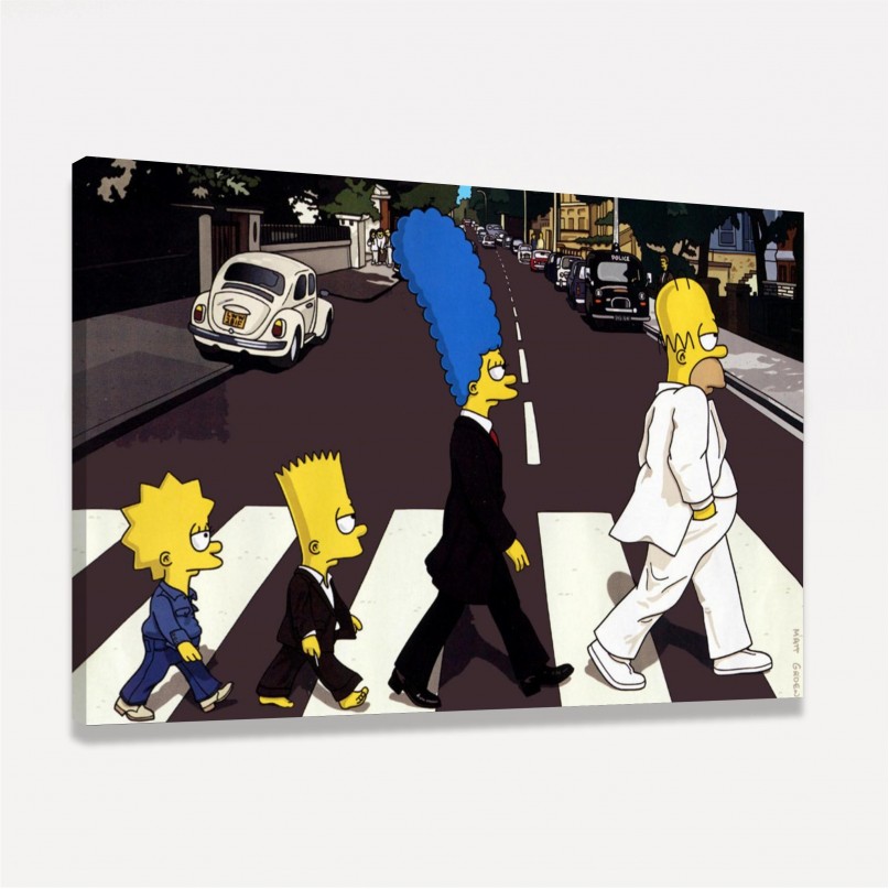 Quadro Os Simpsons na Faixa de Abbey Road