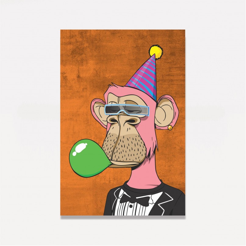 Quadro Macaco Pink Good Vibes