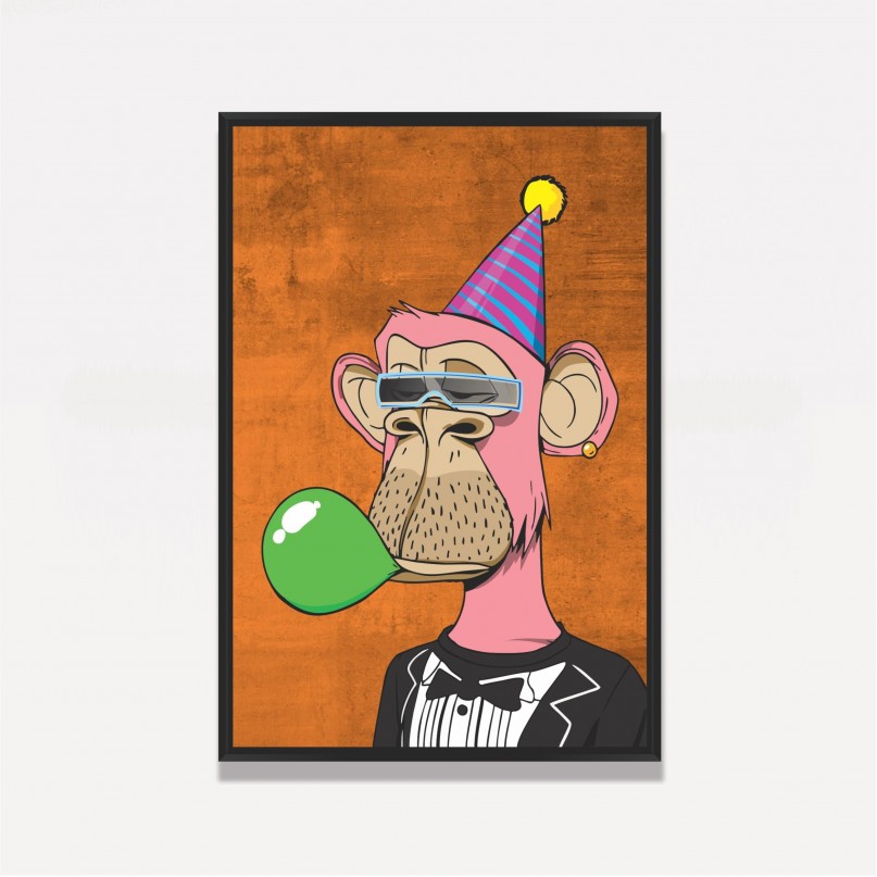 Quadro Macaco Pink Good Vibes