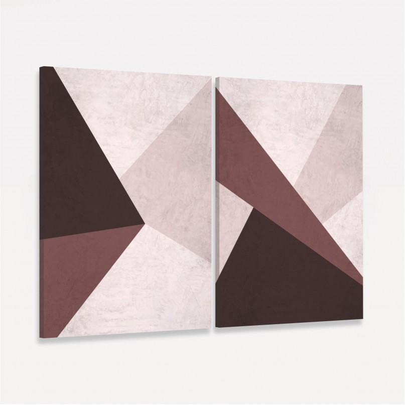 Quadro Abstrato Duo Geométrico Textura Moderno