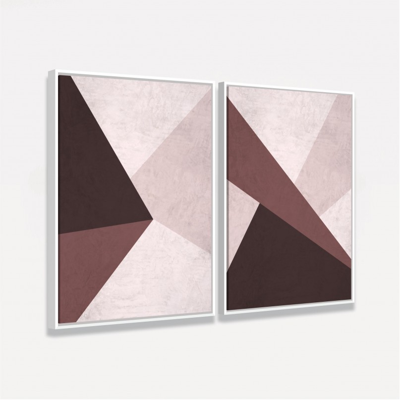 Quadro Abstrato Duo Geométrico Textura Moderno