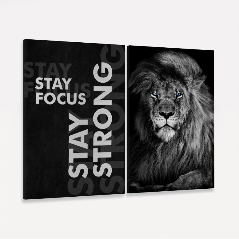Quadro Leão - Stay Focus Stay Strong Motivacional