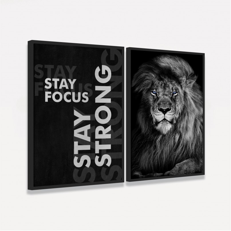 Quadro Leão - Stay Focus Stay Strong Motivacional