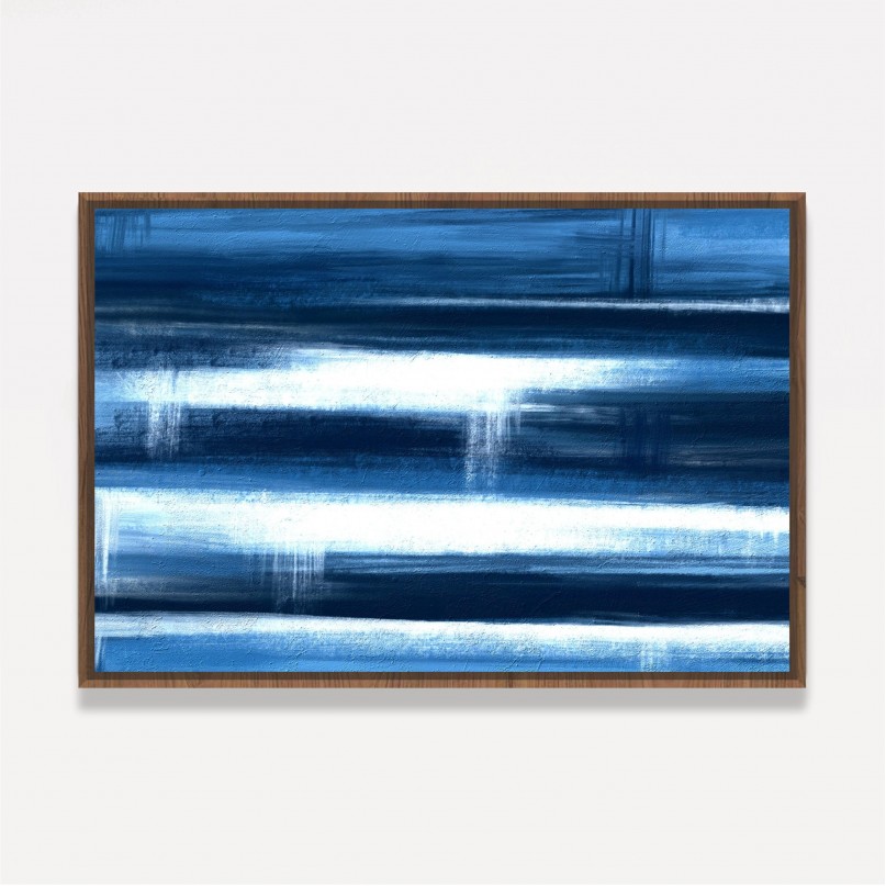 Quadro Abstrato Expressão Pinceladas em Azul