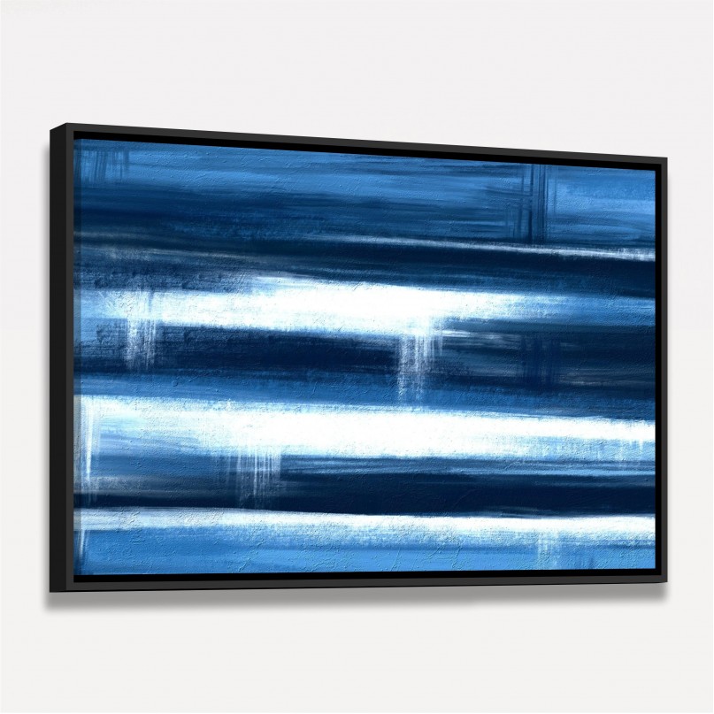 Quadro Abstrato Expressão Pinceladas em Azul