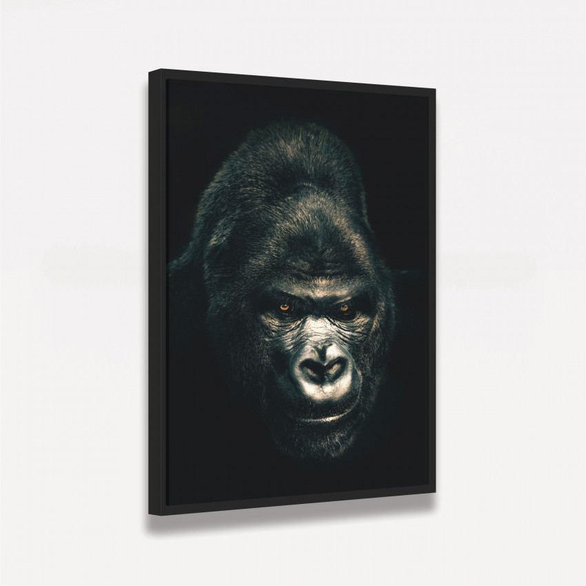 Quadro Gorila Retrato em Preto