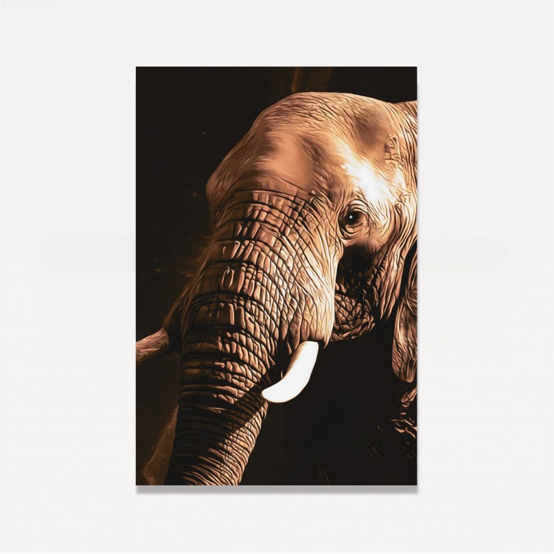 Quadro Elefante Mix Dourado e Castanho Luxury
