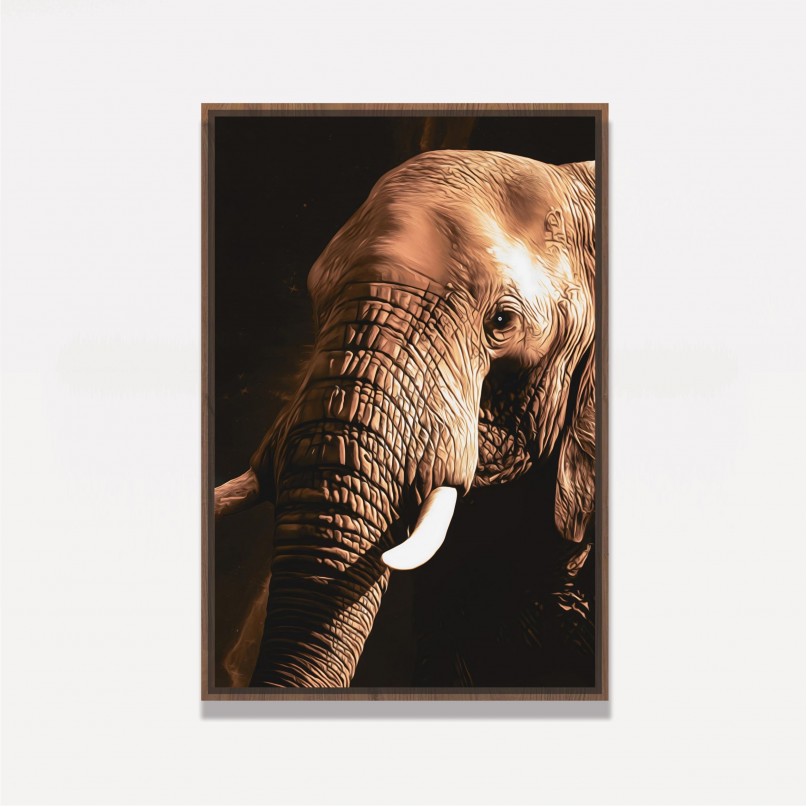 Quadro Elefante Mix Dourado e Castanho Luxury