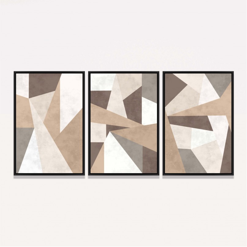 Quadros Abstratos Geométricos Coloridos - Trio Soft Tones