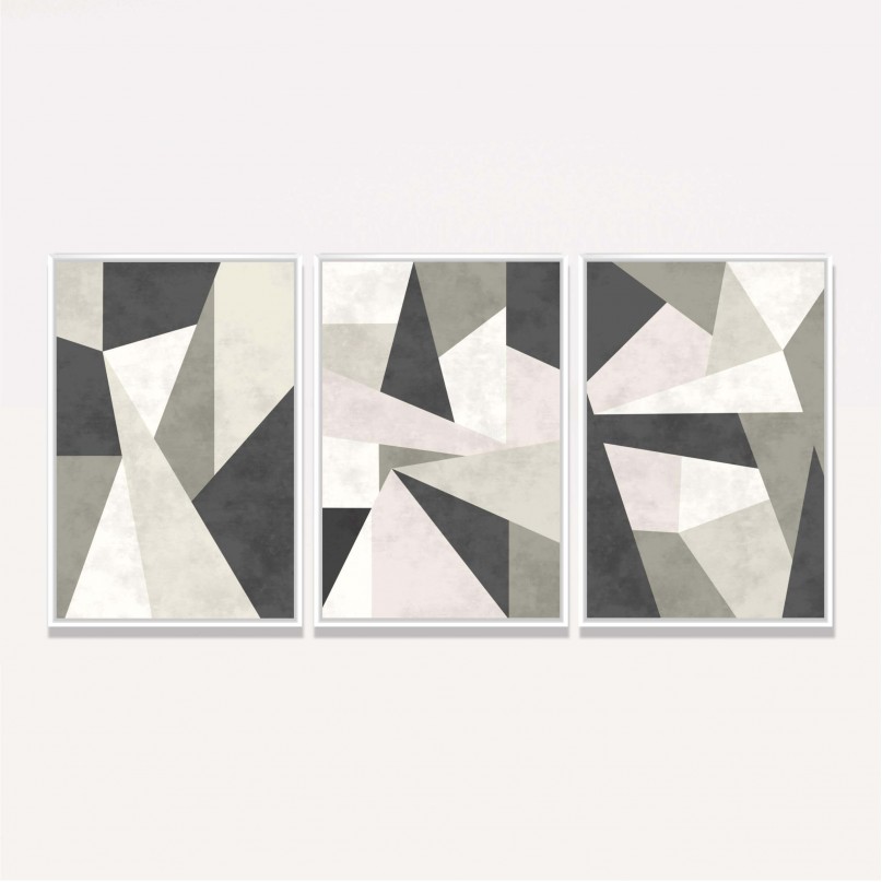 Quadros Abstratos Geométricos Coloridos - Trio Militar