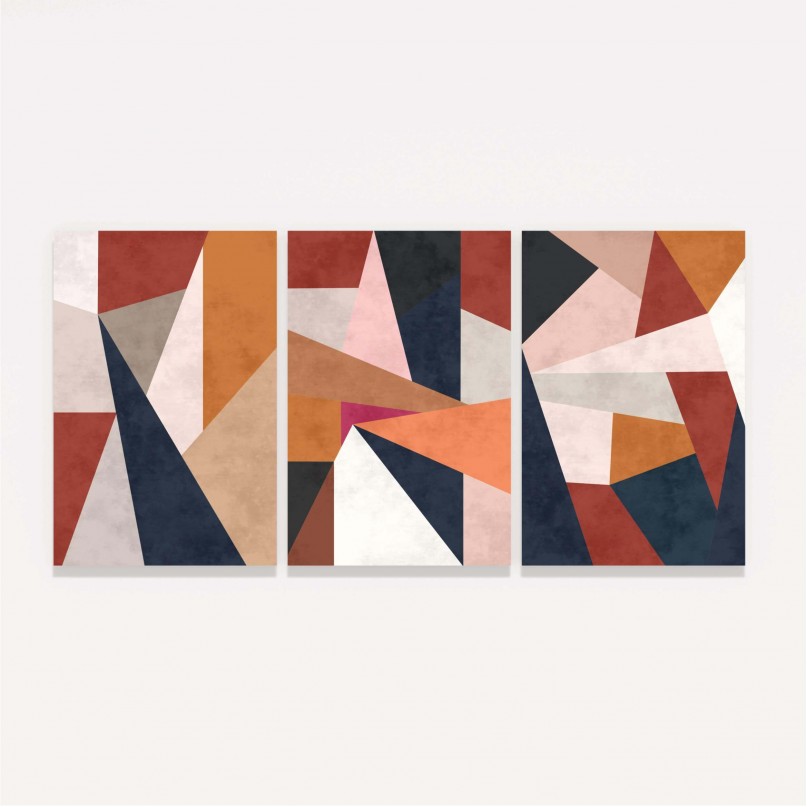 Quadros Abstratos Geométricos Coloridos - Trio Lovely Tones