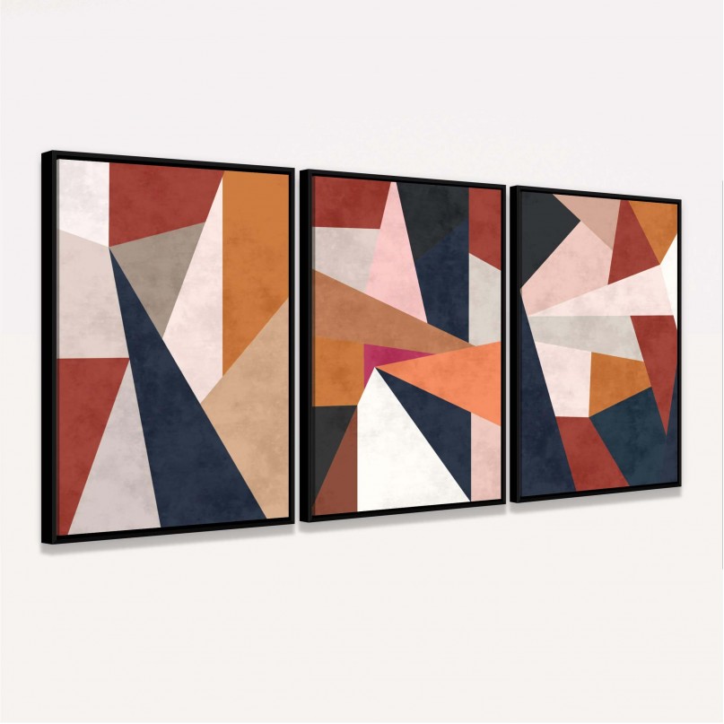 Quadros Abstratos Geométricos Coloridos - Trio Lovely Tones