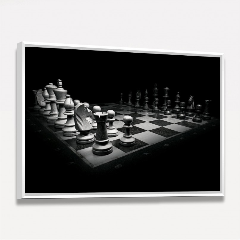 Quadro em Tela Sala de xadrez, celular preto e branco, tabuleiro de xadrez  3d, fundo design vector 