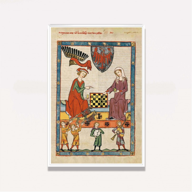 Quadro Xadrez - Markgraf Otto Von Brandenburg - Codex Manesse