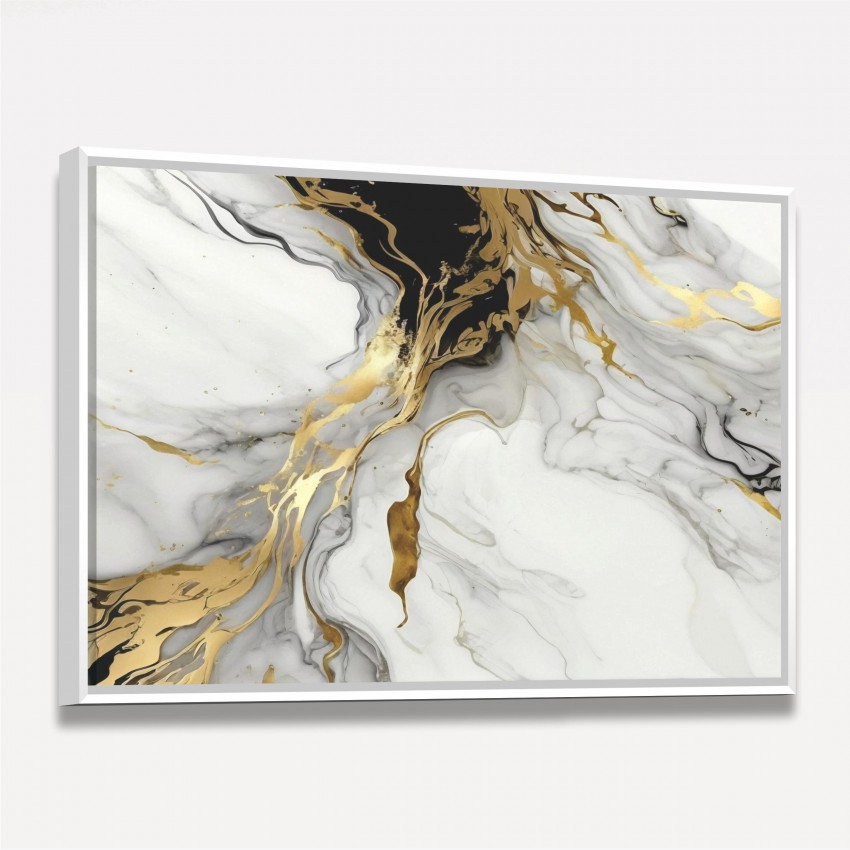 Quadro White Gold Marble Abstrato