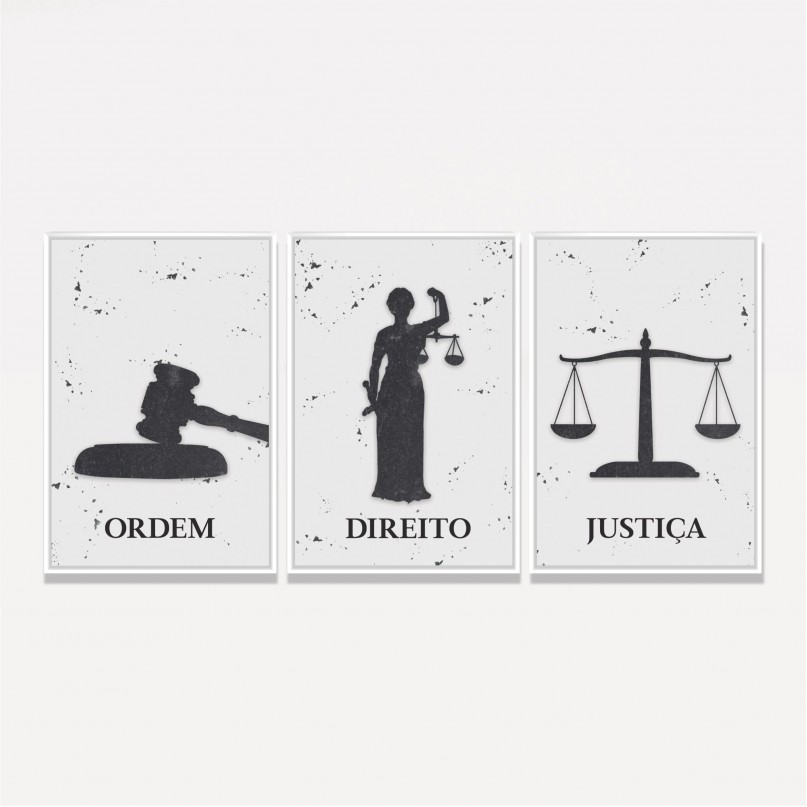 Kit Trio Ordem Direito Justiça Fundo Branco