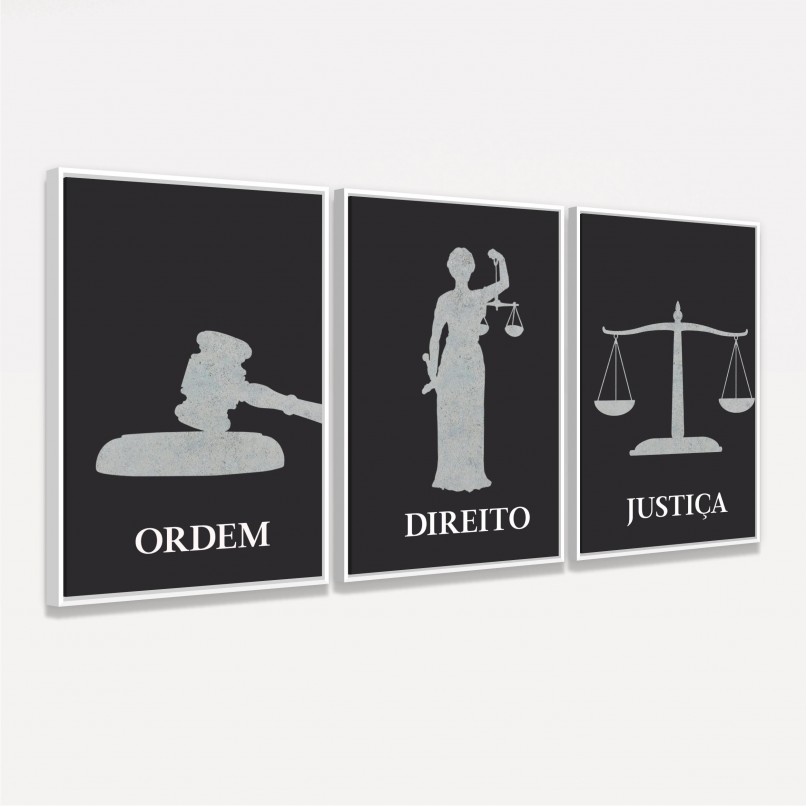 Kit Trio Ordem Direito Justiça Fundo Preto