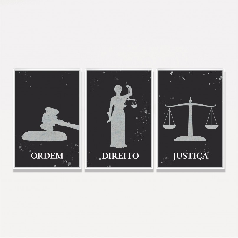 Kit Trio Fundo Preto Ordem Direito Justiça