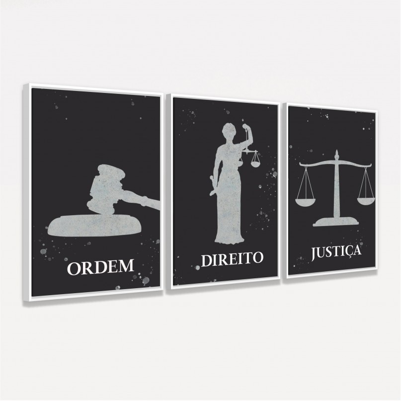 Kit Trio Fundo Preto Ordem Direito Justiça