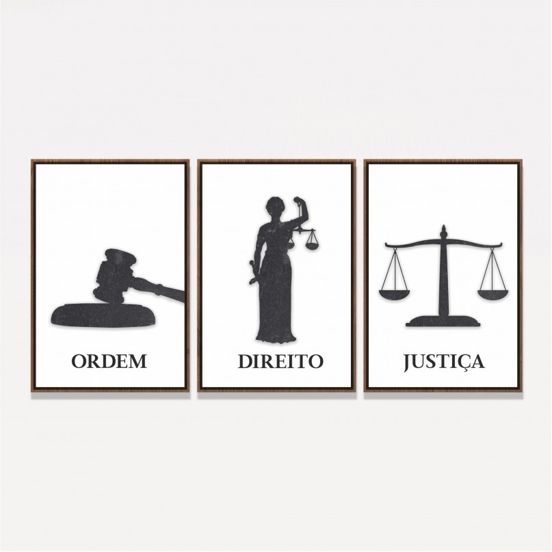 Kit Trio Fundo Branco Ordem Direito Justiça