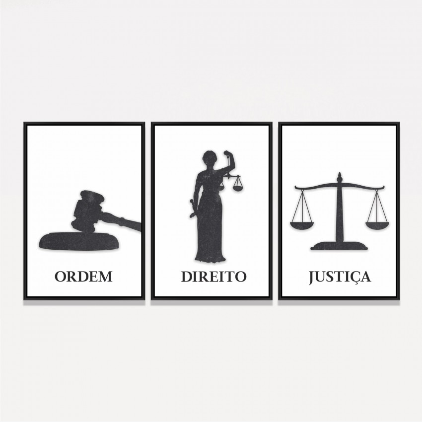 Kit Trio Fundo Branco Ordem Direito Justiça