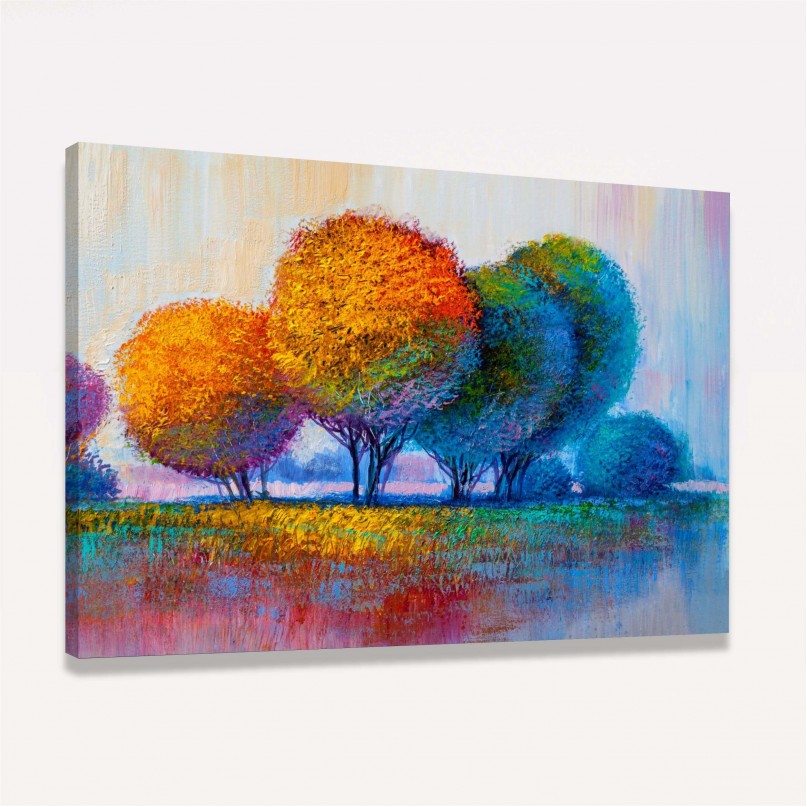 Quadro decorativo Árvores Paisagem Colorida Abstrata