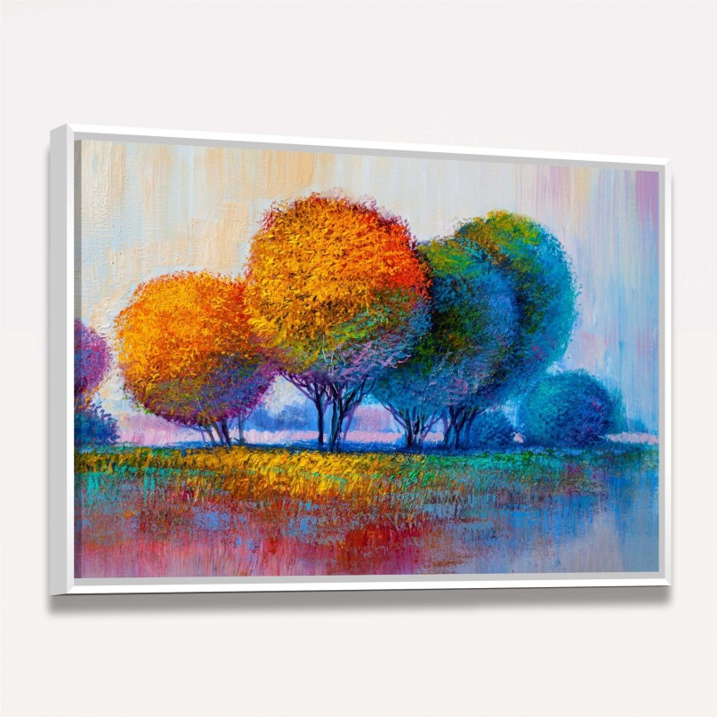 Quadro decorativo Árvores Paisagem Colorida Abstrata