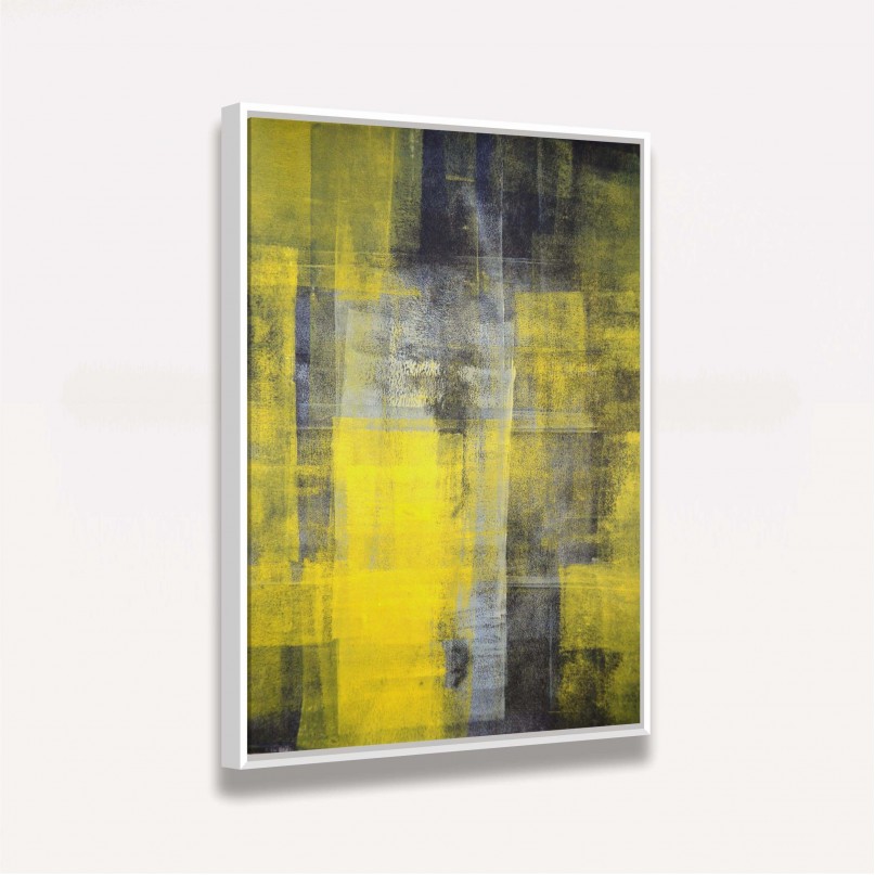 Quadro decorativo Arte Abstrata Tons Amarelo e Preto
