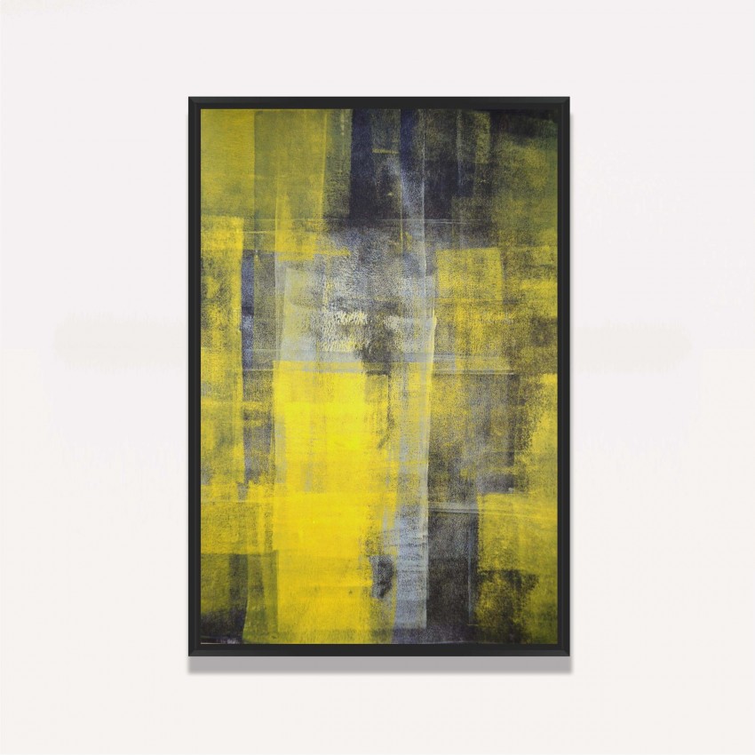 Quadro decorativo Arte Abstrata Tons Amarelo e Preto