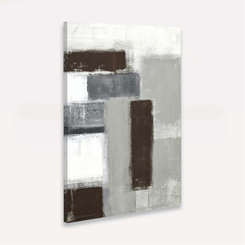 Quadro decorativo Abstrato Pinceladas Preto Branco e Cinza