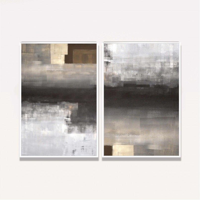 Quadro decorativo Abstrato Duo Reflexões em Marrom e Preto