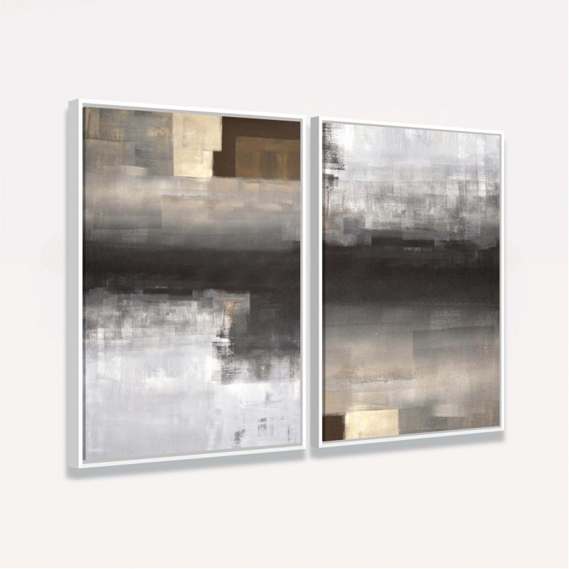 Quadro decorativo Abstrato Duo Reflexões em Marrom e Preto