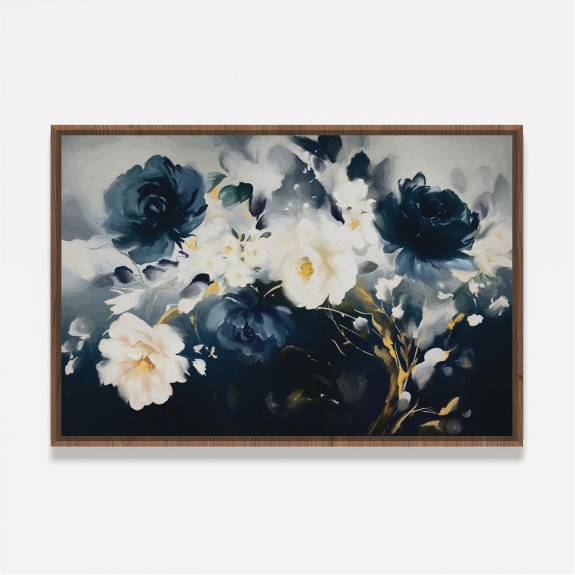 Quadro Painting With Flower Blue