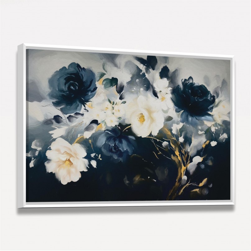 Quadro Painting With Flower Blue