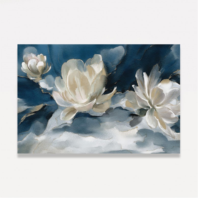 Quadro Abstract Blue and White Flowers