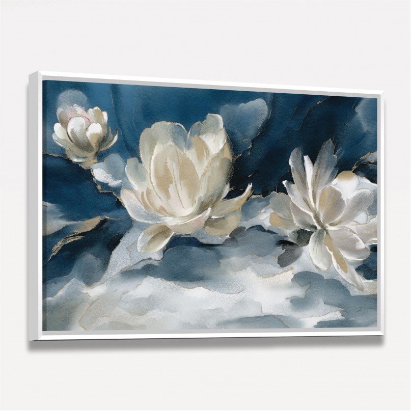 Quadro Abstract Blue and White Flowers